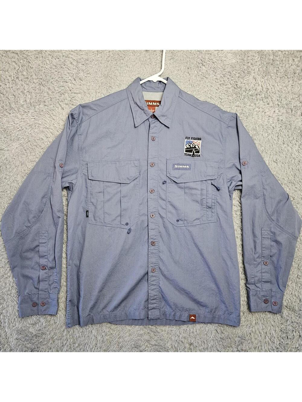 Simms 3xDry Fishing Shirt Small Vented Cotton Lightweight Team USA Fly Fishing
